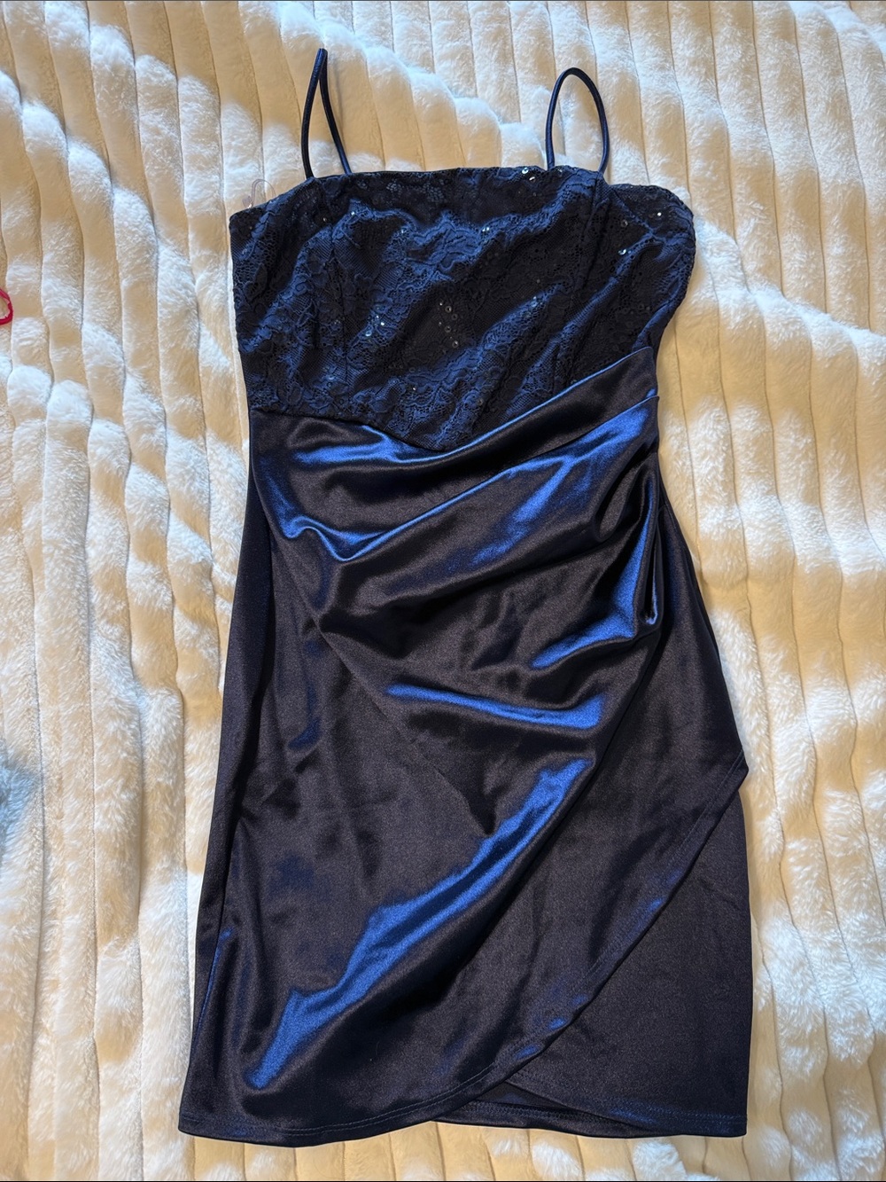 Windsor Navy Lace & Satin Mini Dress